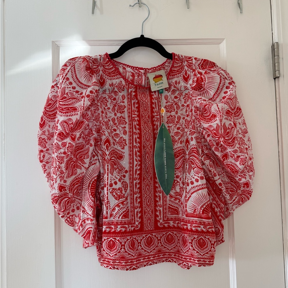 Farm Rio, Red Paisley Women's Top XS